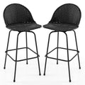Set of 2 Rattan Swivel Barstools with Curved Back-Black