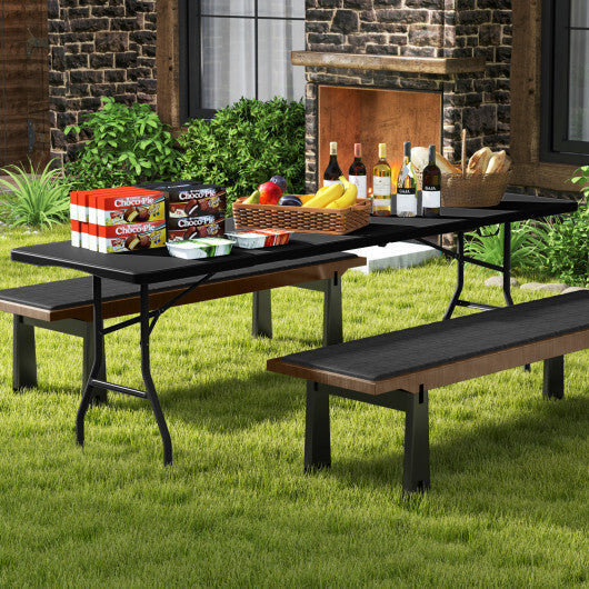 8 ft Portable Folding Table 350 LBS Fold-in-Half Table with HDPE Tabletop-White