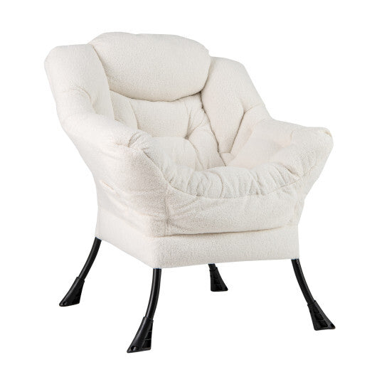 Sherpa UpholsteredAccent Chairwith Cozy Head Pillow-Gray