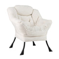 Sherpa UpholsteredAccent Chairwith Cozy Head Pillow-Gray