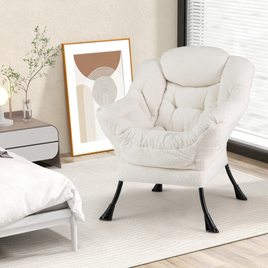 Sherpa UpholsteredAccent Chairwith Cozy Head Pillow-Gray