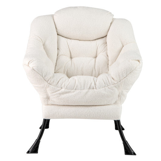 Sherpa UpholsteredAccent Chairwith Cozy Head Pillow-Gray