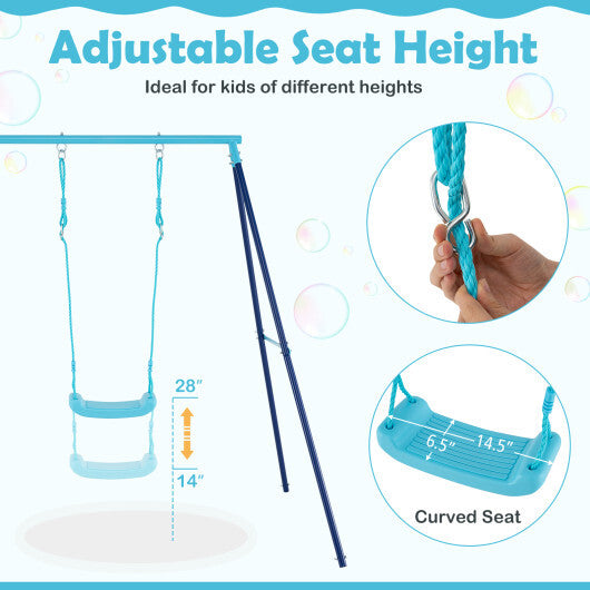 Outdoor Heavy Duty Metal Toddler Swing Set with Stand-Orange