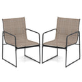 Outdoor Dining Chairs Set of 2 Patio Furniture Chair with Breathable Seat and Backrest-Brown