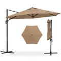 9 FT Cantilever Patio Umbrella with Vented Top and Sun-Protective Canopy-Beige