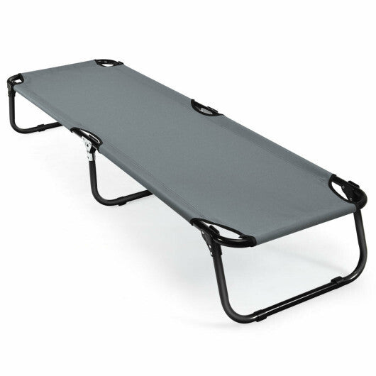 Outdoor Folding Camping Bed for Sleeping Hiking Travel-Gray - Color: Gray