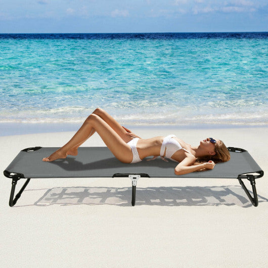 Outdoor Folding Camping Bed for Sleeping Hiking Travel-Gray - Color: Gray