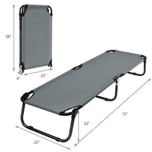 Outdoor Folding Camping Bed for Sleeping Hiking Travel-Gray - Color: Gray
