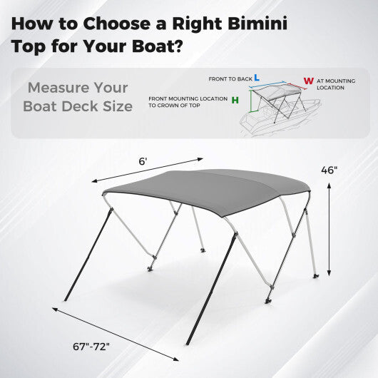 3-Bow/4-Bow Boat Bimini Top Sun Shade Boat Canopy with Storage Boot-4-Bow