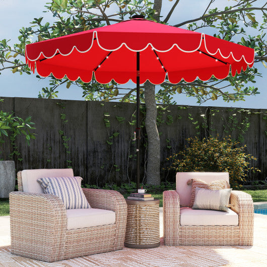 10 Feet Solar Patio Umbrella with 24 LED Lights-Gray