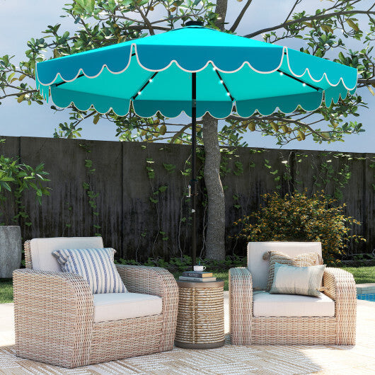 10 Feet Solar Patio Umbrella with 24 LED Lights-Gray