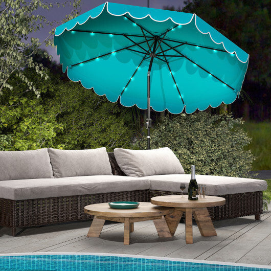 10 Feet Solar Patio Umbrella with 24 LED Lights-Gray