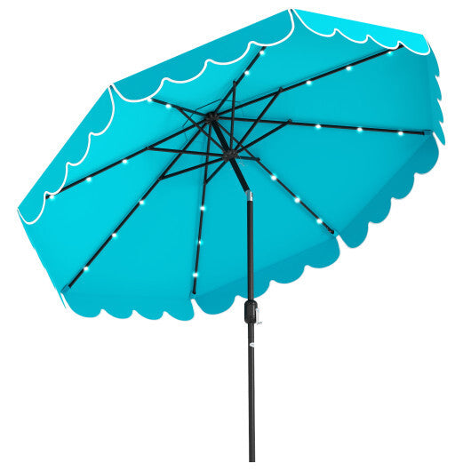 10 Feet Solar Patio Umbrella with 24 LED Lights-Gray