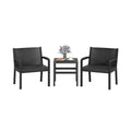 3 Piece Patio Furniture Set with 2 Modern Rattan Armchair and 25 Inch Squire Side Table-Black