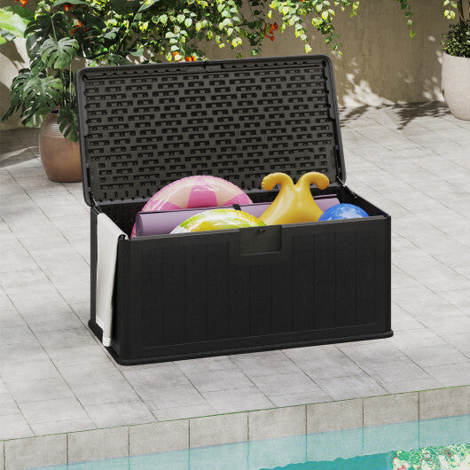 100 Gallon Large Deck Box with Lockable Lid for Patio-Black and Brown