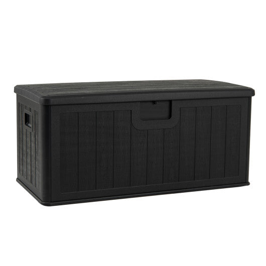 100 Gallon Large Deck Box with Lockable Lid for Patio-Black and Brown
