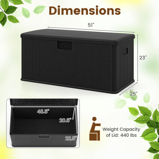 100 Gallon Large Deck Box with Lockable Lid for Patio-Black and Brown