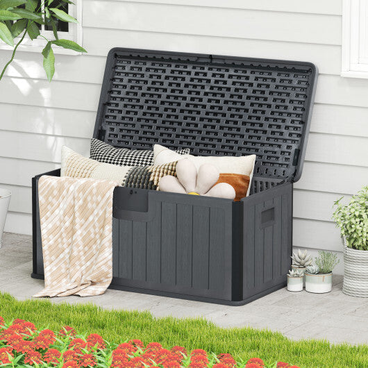100 Gallon Large Deck Box with Lockable Lid for Patio-Black and Brown