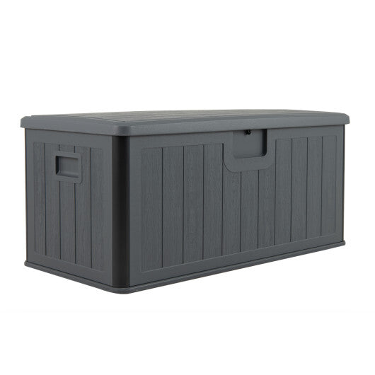 100 Gallon Large Deck Box with Lockable Lid for Patio-Black and Brown