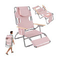 3-IN-1 Foldable Beach Chair with Footrest and Adjustable Backrest-Pink