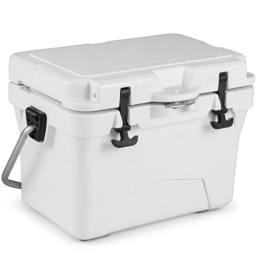 20 Quart Portable Hard Cooler with Built-in Ruler and Bottle-White