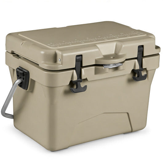20 Quart Portable Hard Cooler with Built-in Ruler and Bottle-White
