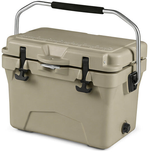 20 Quart Portable Hard Cooler with Built-in Ruler and Bottle-White