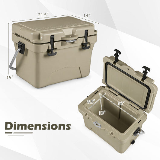 20 Quart Portable Hard Cooler with Built-in Ruler and Bottle-White