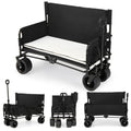 2-in-1 Wagon Bench Seat Combo Collapsible Beach Cart-Black