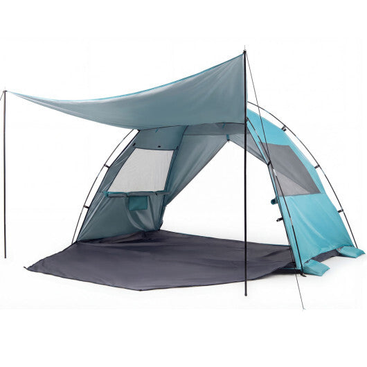 Beach Tent Sun Shelter with Canopy Easy Setup UPF50+ Sun Protection-Blue