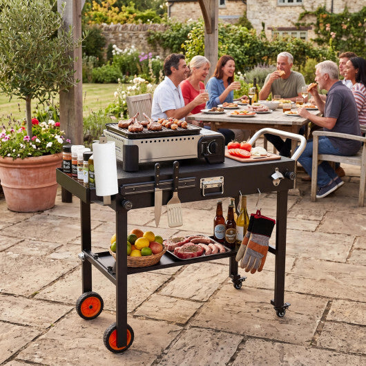 Folding Grill Cart for 17 and 22 Inch Griddles with Heat-Resistant Mat