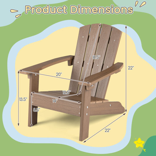 All-Weather HIPS Kid's Adirondack Chair with with High Backrest and Armrests-Turquoise