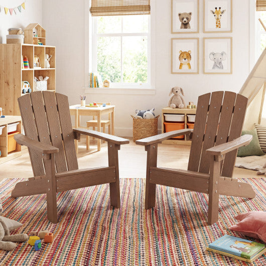 Set of 2 Kid's Adirondack Chair with with High Backrest and Armrests-Pink