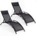 Patio Chaise Lounges Set of 2 Outdoor Recliner with 5-Position Backrest-Black