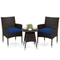 3 Piece Patio Furniture Set Outside Bistro Set for Porch-Navy