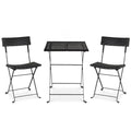 3-Piece Folding Bistro Set with PE Wicker and X-Shaped Metal Frame-Black