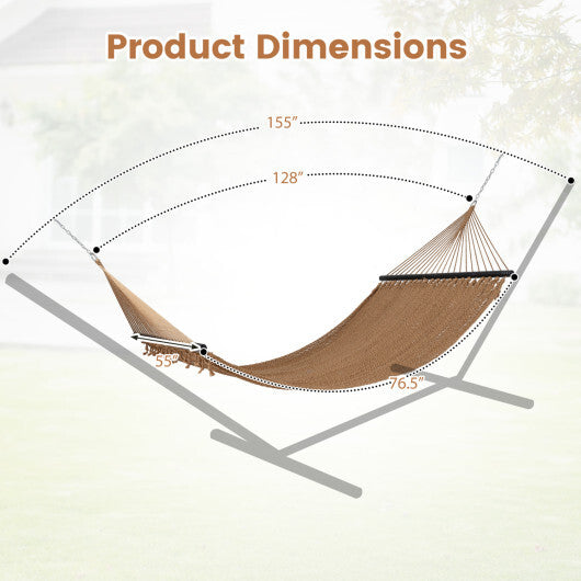 Caribbean Hammock with Spreader Bar for Patio Poolside-Khaki