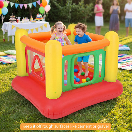 Blow Up Jumping House for Kids with Transparent Side Walls-Blue