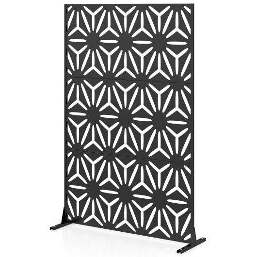 72"H x 48"W Freestanding Fence Panel with Stand and Expansion Bolts-Black