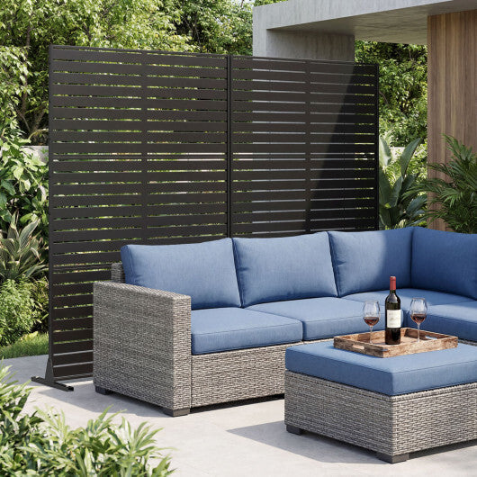 72"H x 48"W Outdoor Decorative Divider Screen with Stand and Expansion Bolts-Black