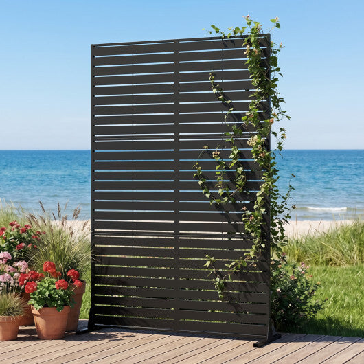 72"H x 48"W Outdoor Decorative Divider Screen with Stand and Expansion Bolts-Black