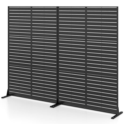 72"H x 48"W Outdoor Decorative Divider Screen with Stand and Expansion Bolts-Black