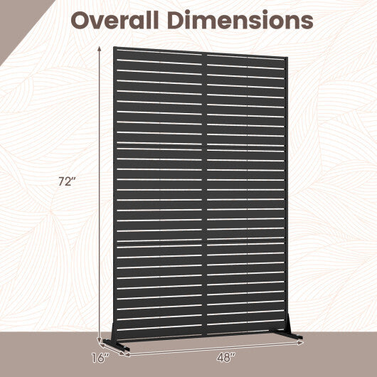 72"H x 48"W Outdoor Decorative Divider Screen with Stand and Expansion Bolts-Black