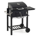 Portable Outdoor Barbecue Grill with Adjustable Charcoal Tray and Wheels-Black