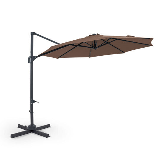 10 Feet Patio Cantilever Umbrella with Easy Tilt Adjustment-Wine