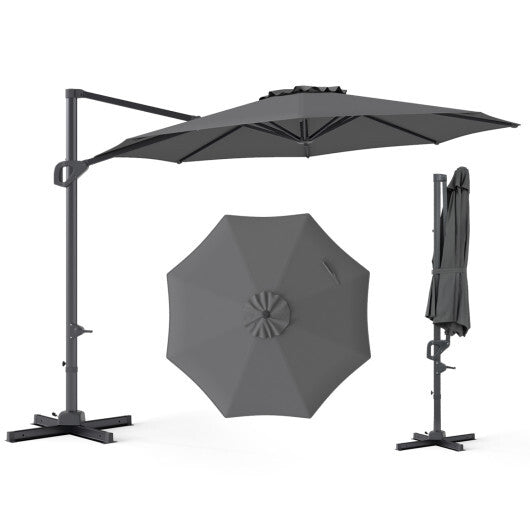 10 Feet Patio Cantilever Umbrella with Easy Tilt Adjustment-Wine