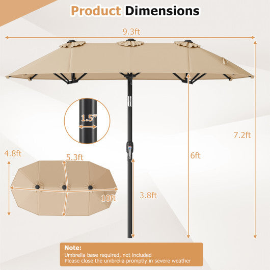 Double-Sided Patio Umbrella with Push Button Tilt Crank Handle-Turquoise