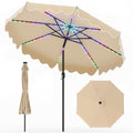 10 Feet Solar Patio Umbrella with Color-Changing LED Lights-Beige