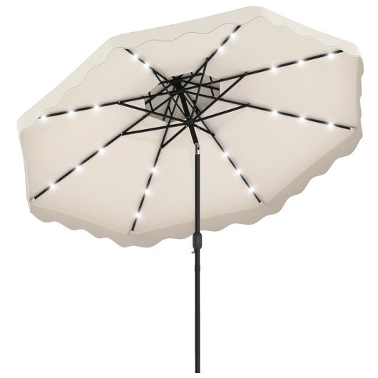 10 FT Solar LED Patio Umbrella for Deck and Pool-Beige