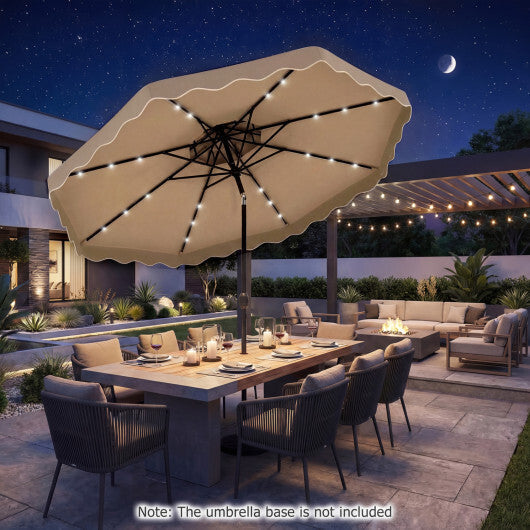 10 FT Solar LED Patio Umbrella for Deck and Pool-Beige